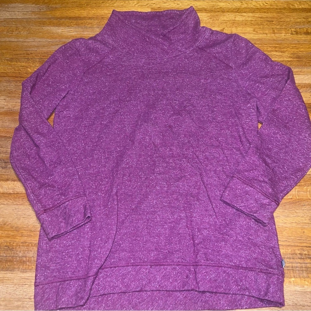 T by Talbots Women Large Maroon Long Sleeve Mock Neck Pullover Light Sweatshirt